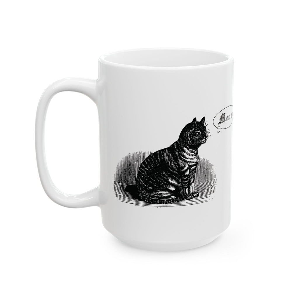 Vintage Black Cat Mug "Meow"