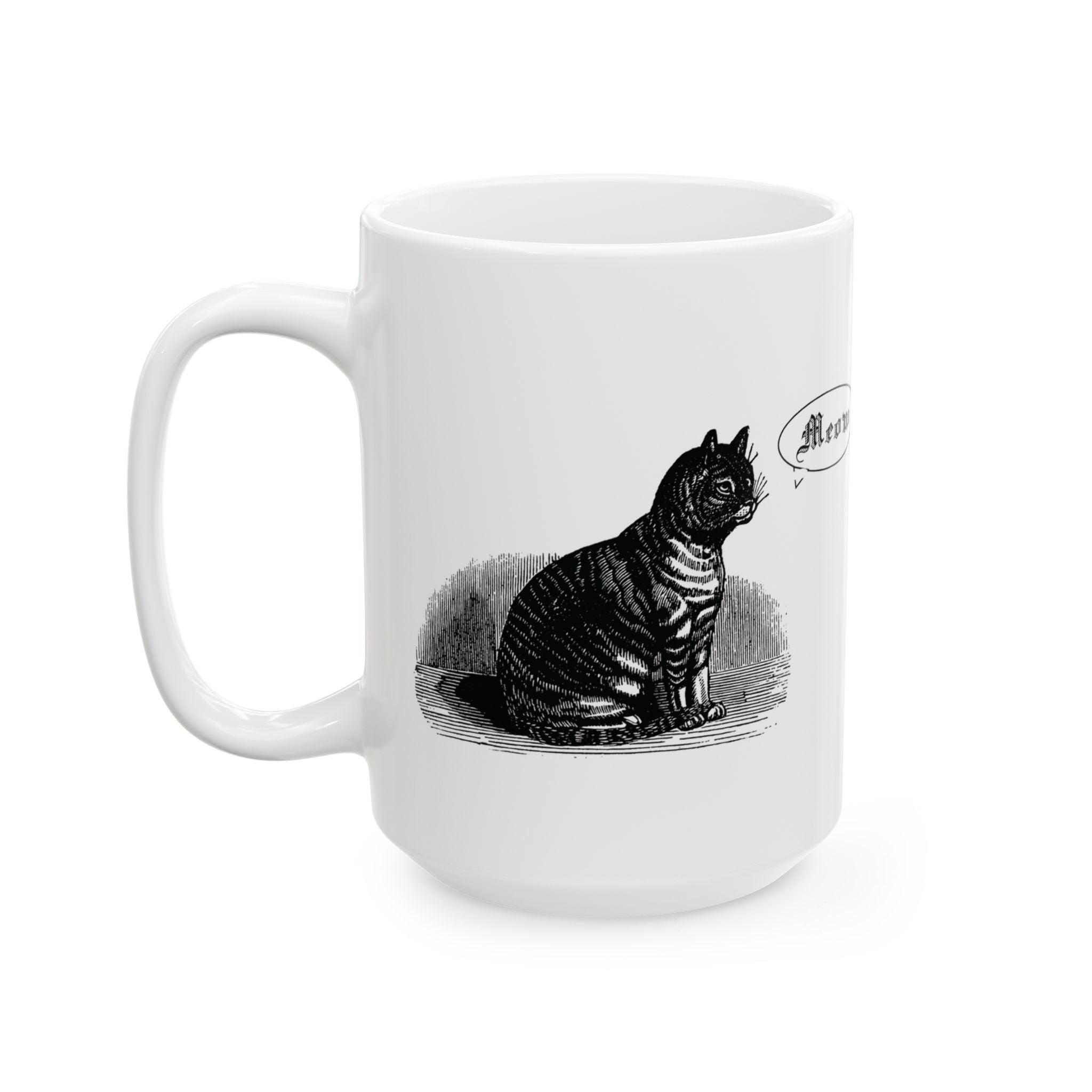 Vintage Black Cat Mug "Meow"