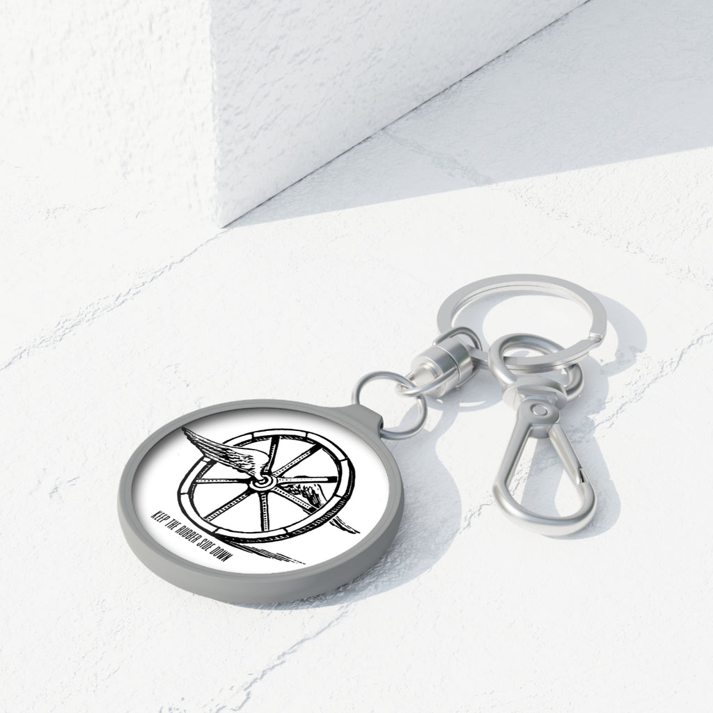 Winged Wheel Illustration Keyring Tag | Vintage Bicycle Charm