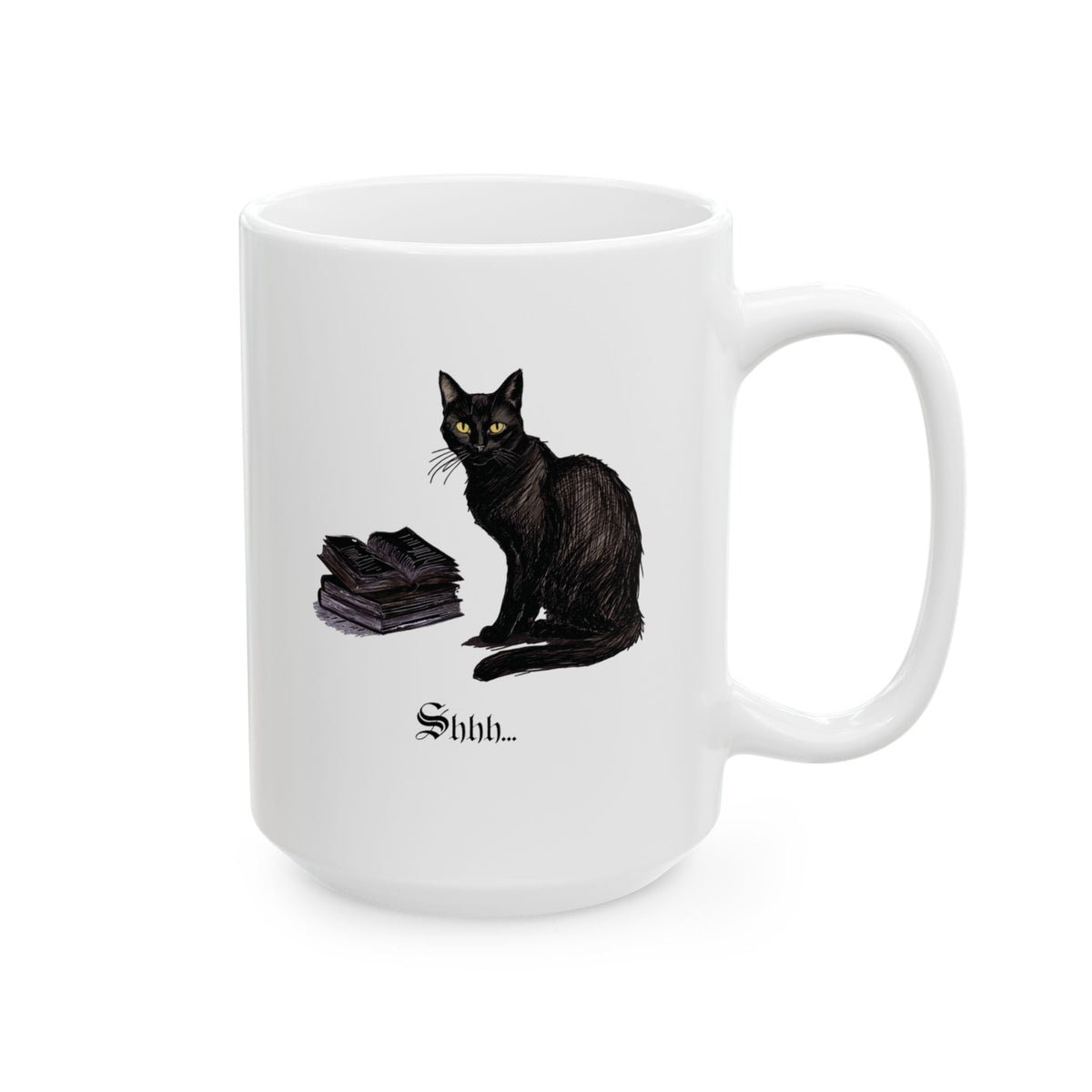 Black Cat Reading Mug: Shhh - GreyDoor Goods